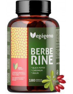 Berberina 180 capsulas de Vegageno. Con Inulina y Cromo.