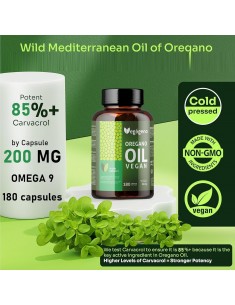 ACEITE DE ORÉGANO PURO 180 CÁPSULAS CON OMEGA 9. 200 MG POR CÁPSULA - 170 MG DE CARVACROL. 2